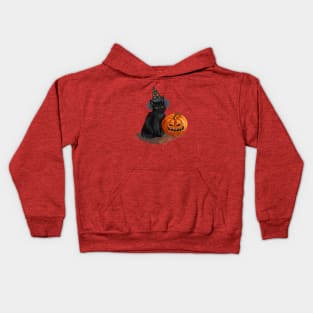 Halloween - Cat - New Year - Pumpkin Kids Hoodie